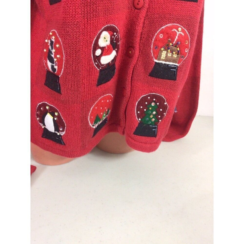 Holiday Lodge Christmas Cardigan Sweater Womens Medium - Picture 2 of 6